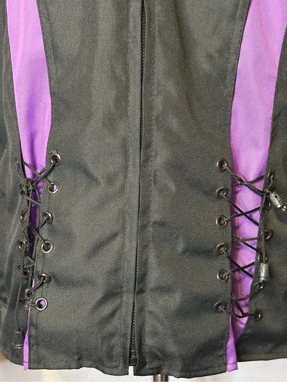 Vance Textiles Black Purple Moto Biker Jacket Lace Up Sides Y2K Cyber Large - Picture 10 of 14
